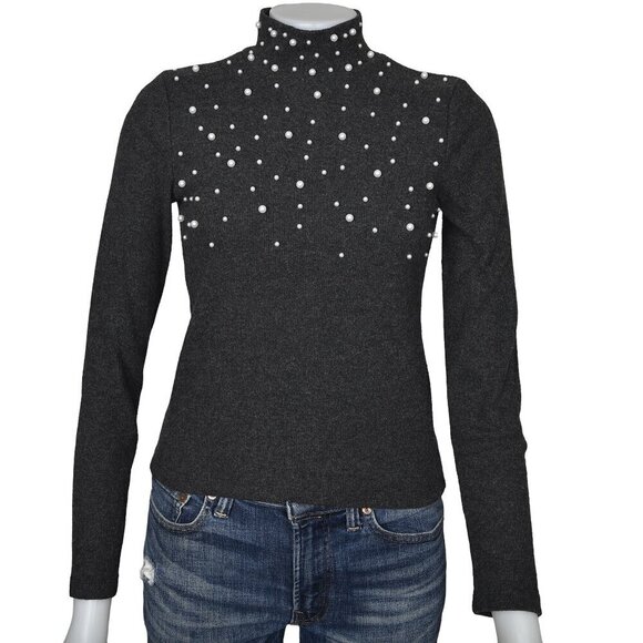 NWT Zara Soft Feel Pearl Sweater Gray Size Medium - Picture 2 of 10